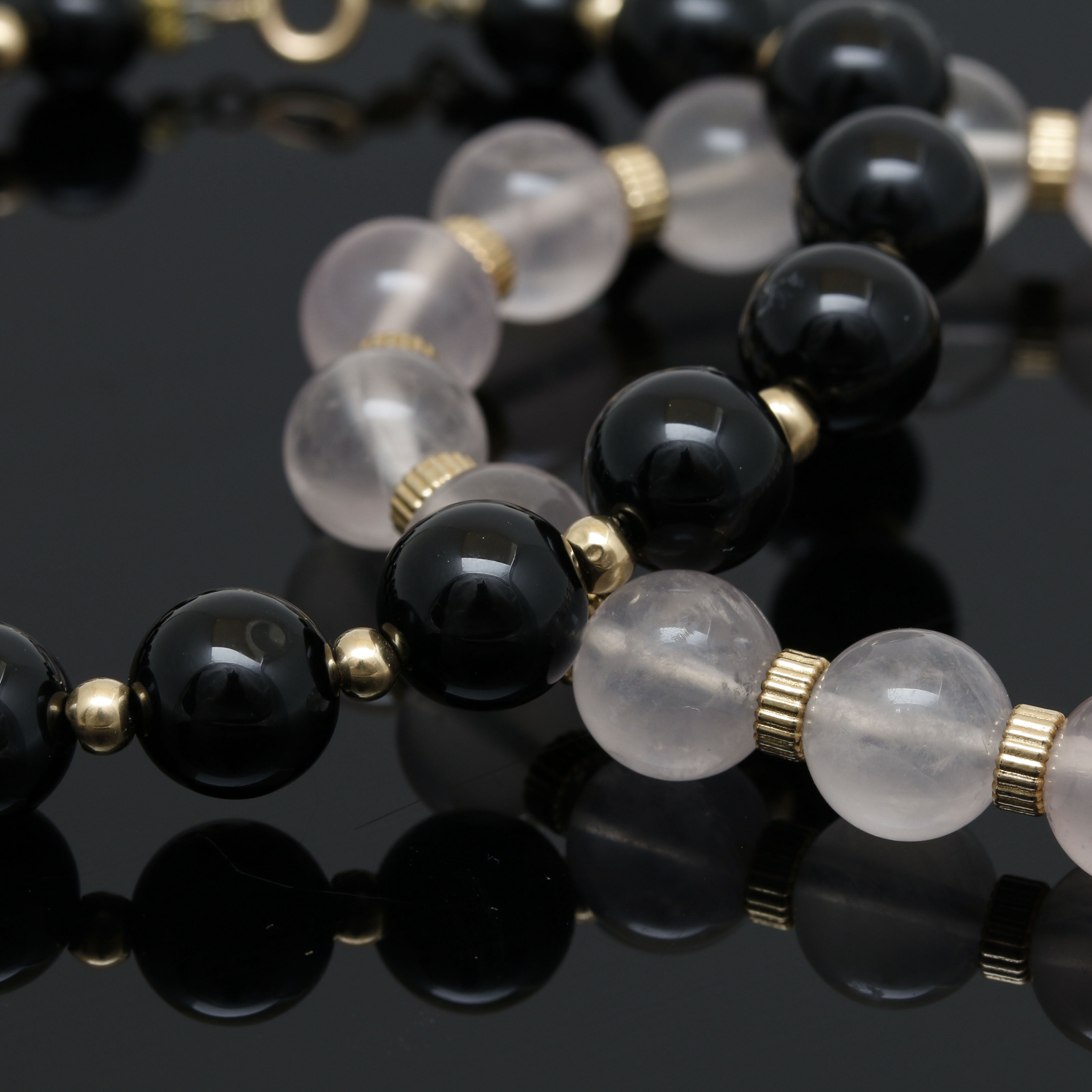 Assortment of 14K Yellow Gold Gemstone Bead Necklace and Bracelets.