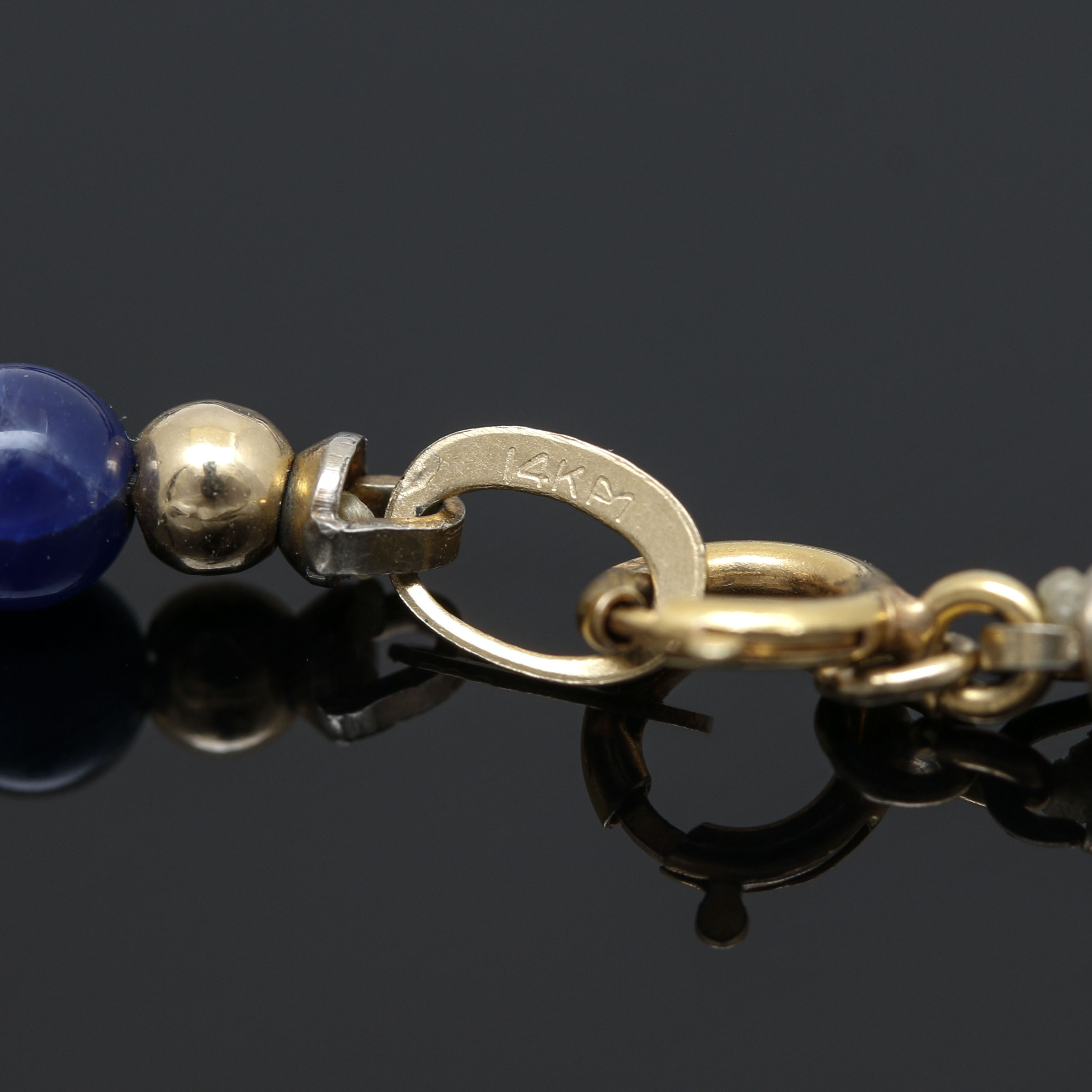 Assortment of 14K Yellow Gold Gemstone Bead Necklace and Bracelets.