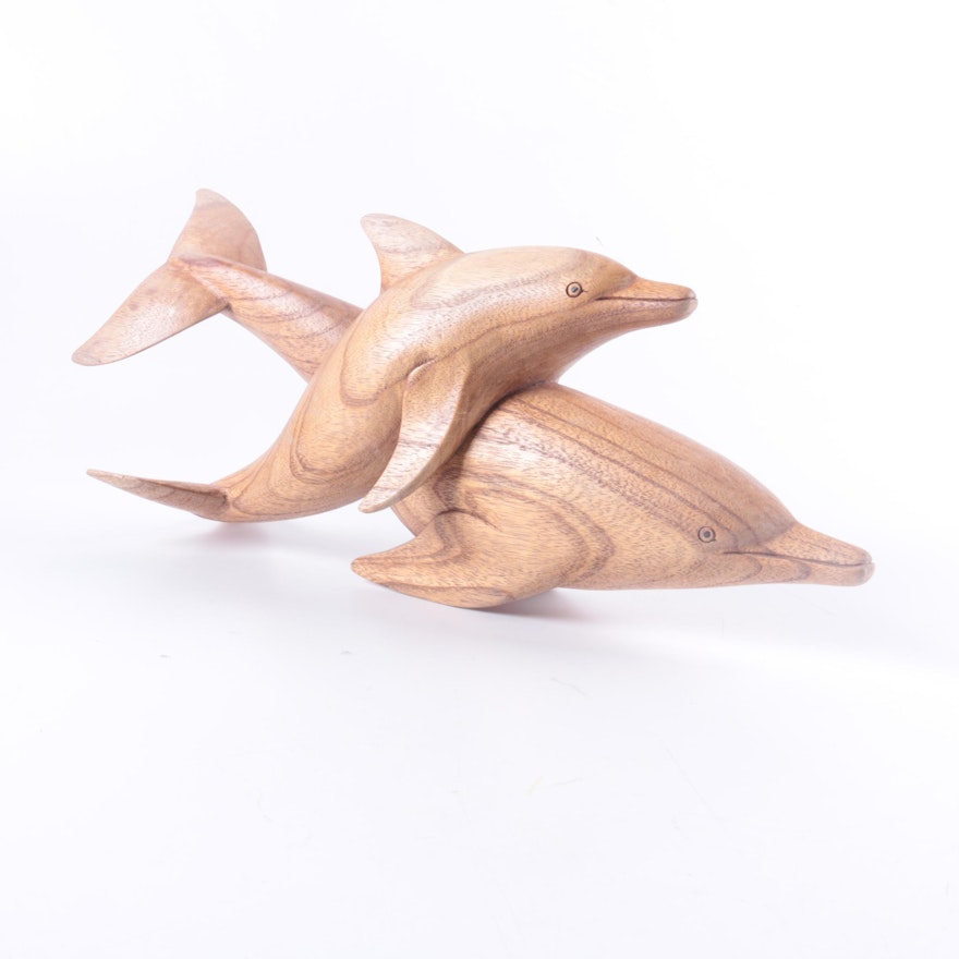 Indonesian Wooden Dolphin Figurine