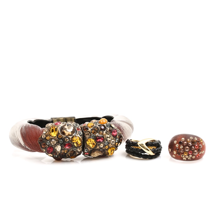 Clamp Bracelet and Rings Featuring Alexis Bittar and Lucite