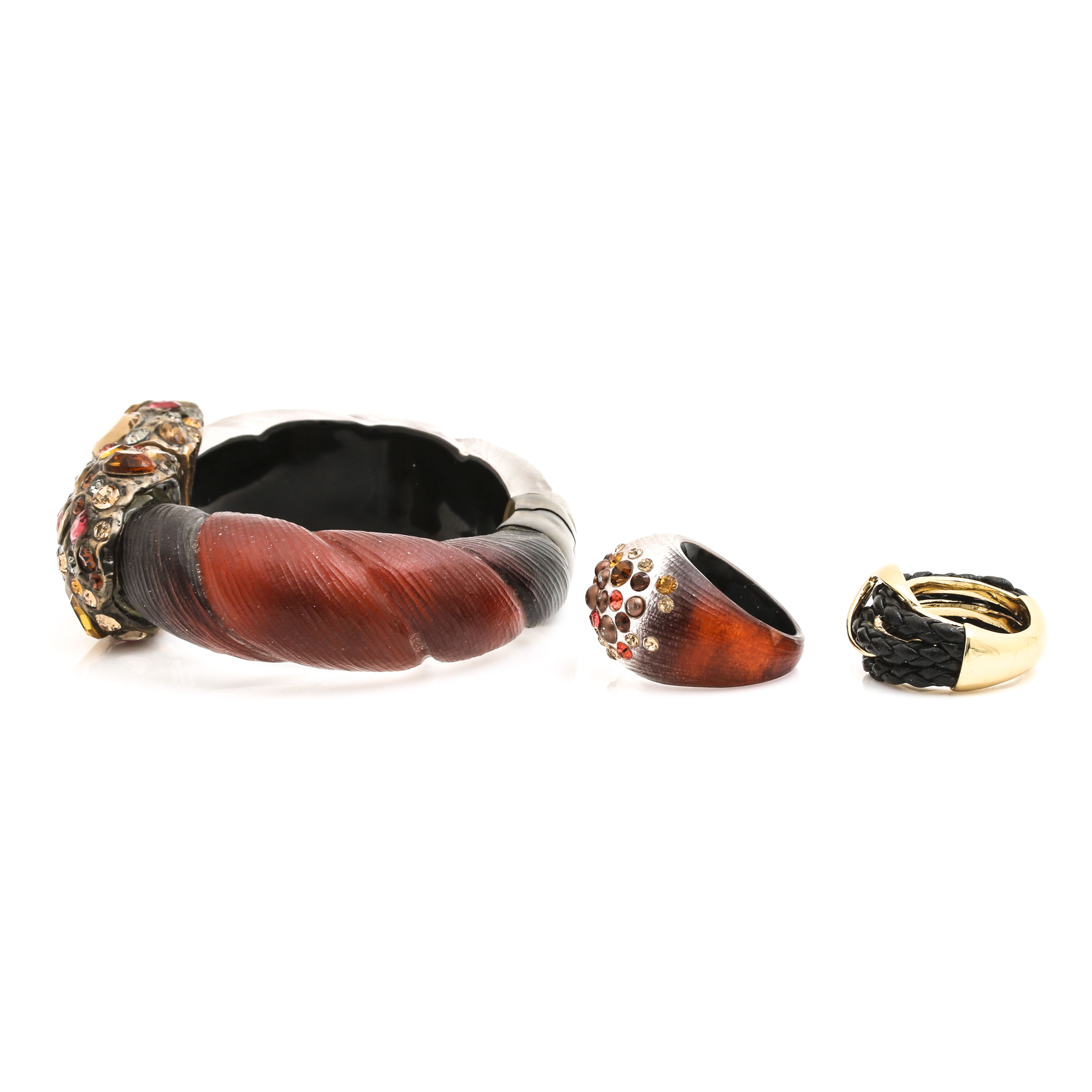 Clamp Bracelet and Rings Featuring Alexis Bittar and Lucite