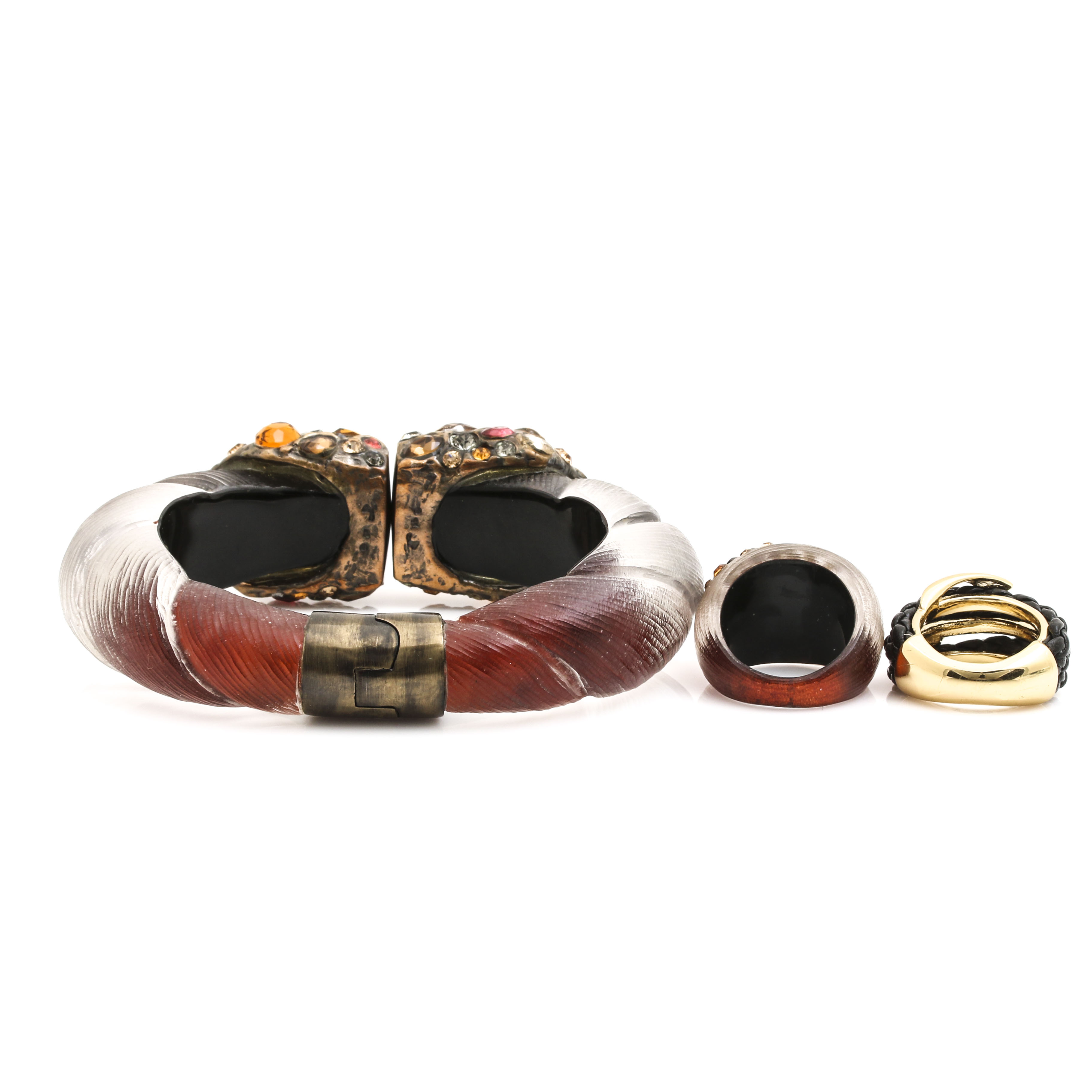 Clamp Bracelet and Rings Featuring Alexis Bittar and Lucite