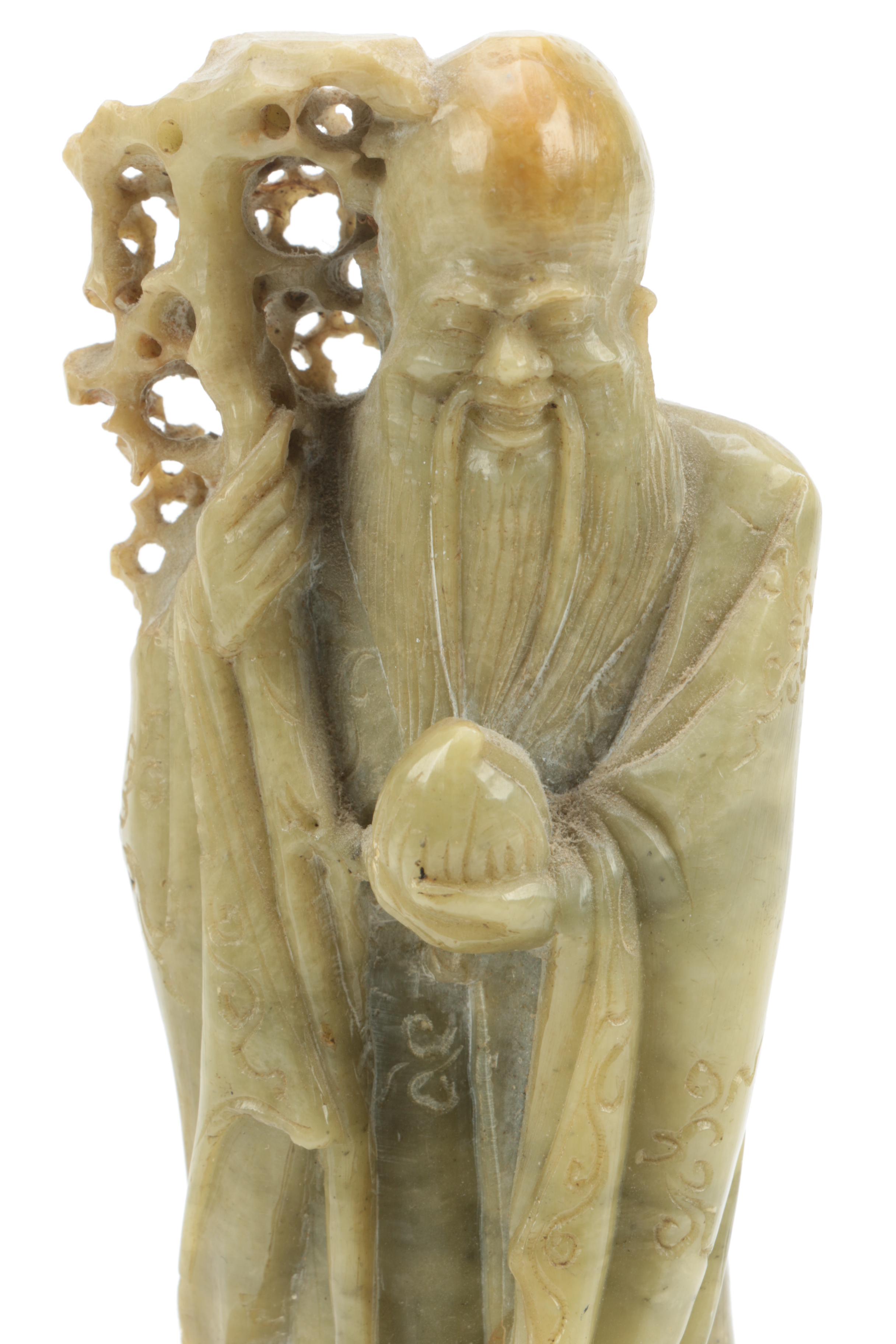 Chinese Carved Soapstone God of Longevity Figurine