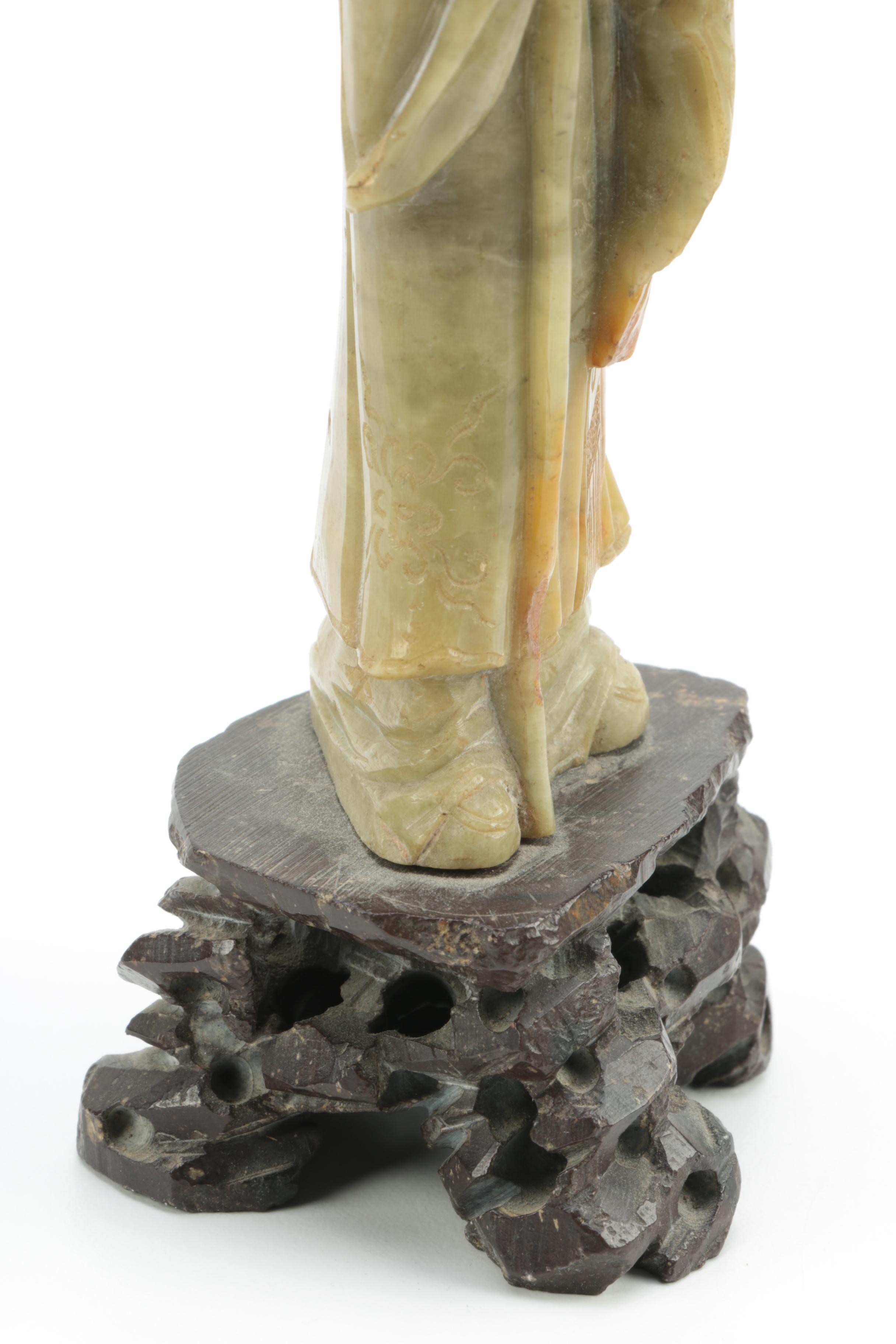 Chinese Carved Soapstone God of Longevity Figurine