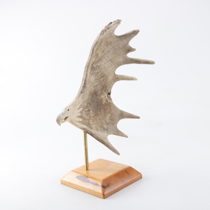 Moose Antler Eagle Carving