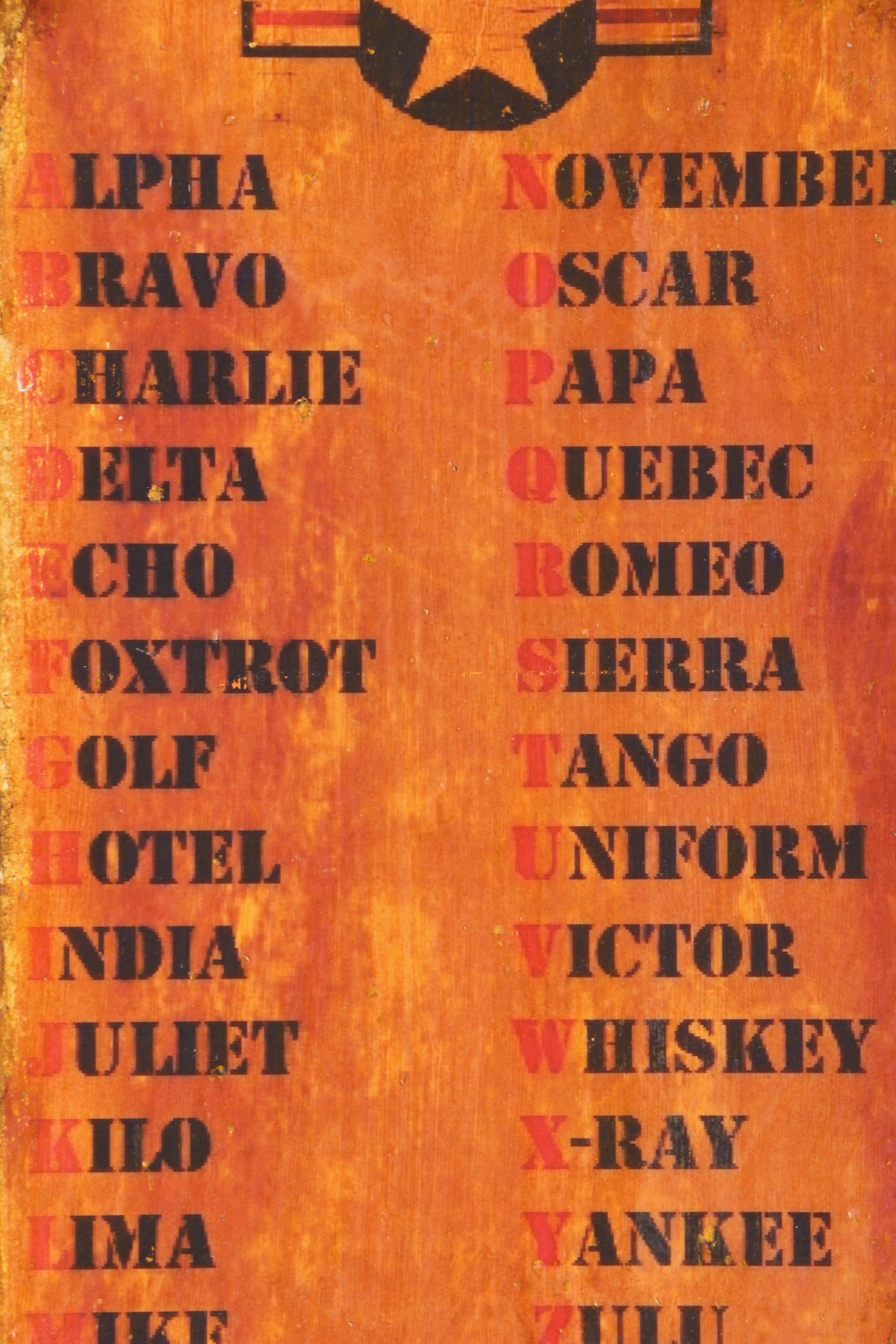 Vintage Sign with Phonetic Alphabet Call Sign Letters