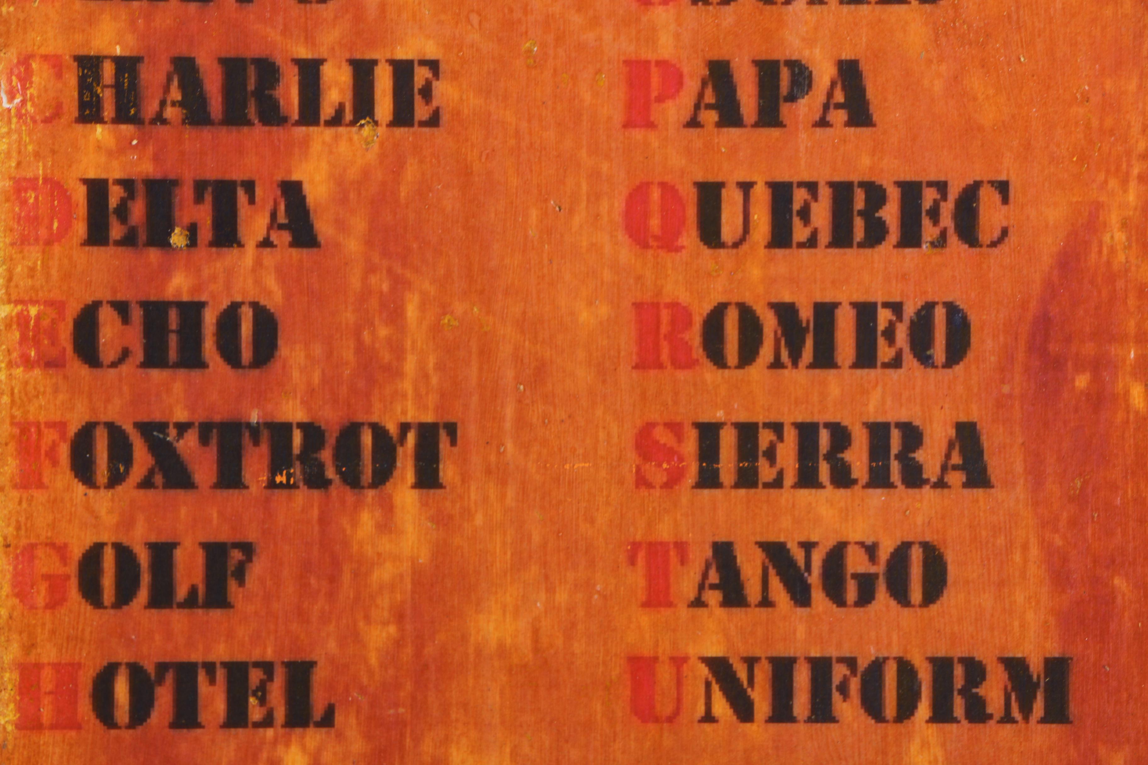 Vintage Sign with Phonetic Alphabet Call Sign Letters