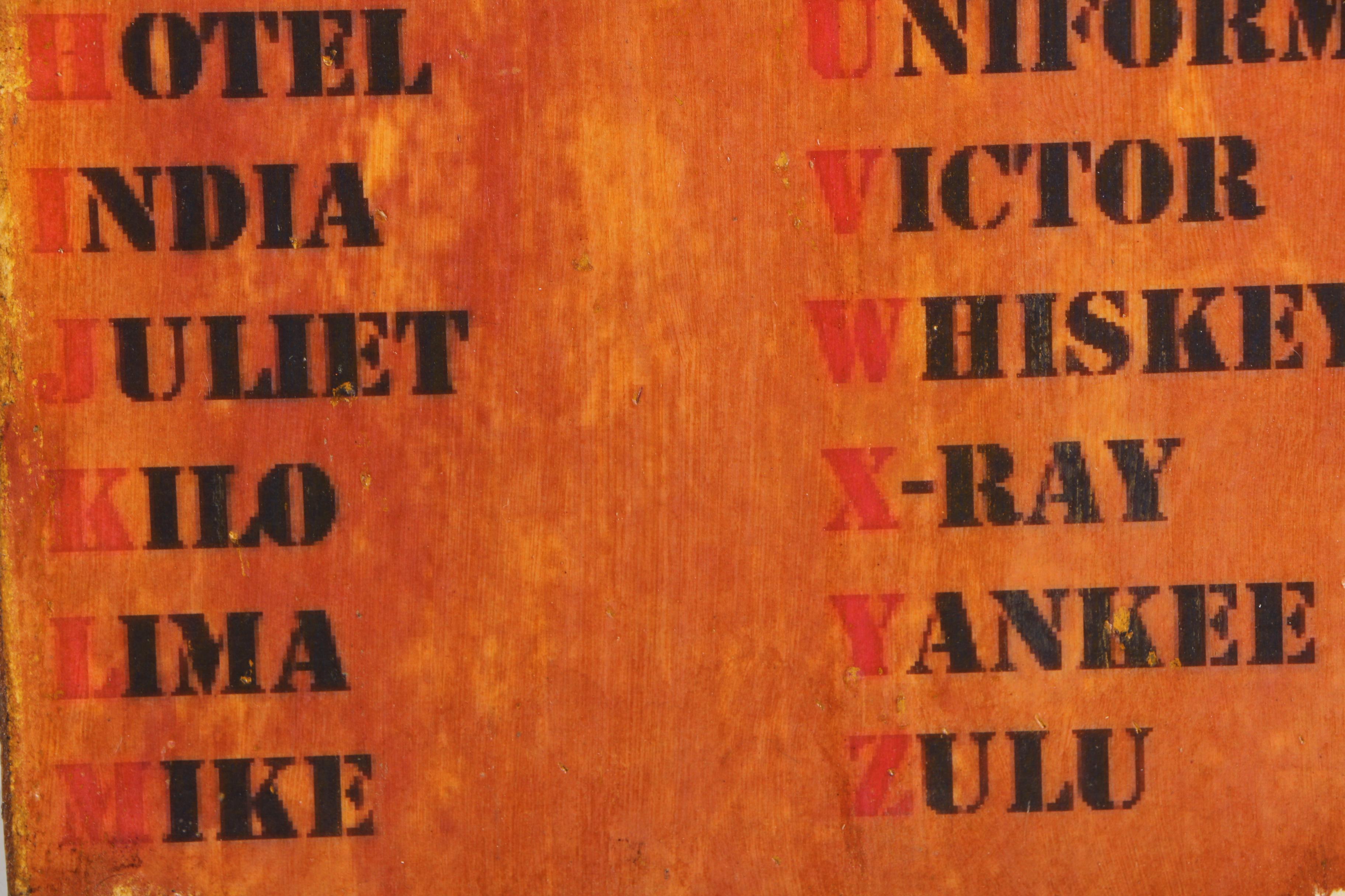 Vintage Sign with Phonetic Alphabet Call Sign Letters