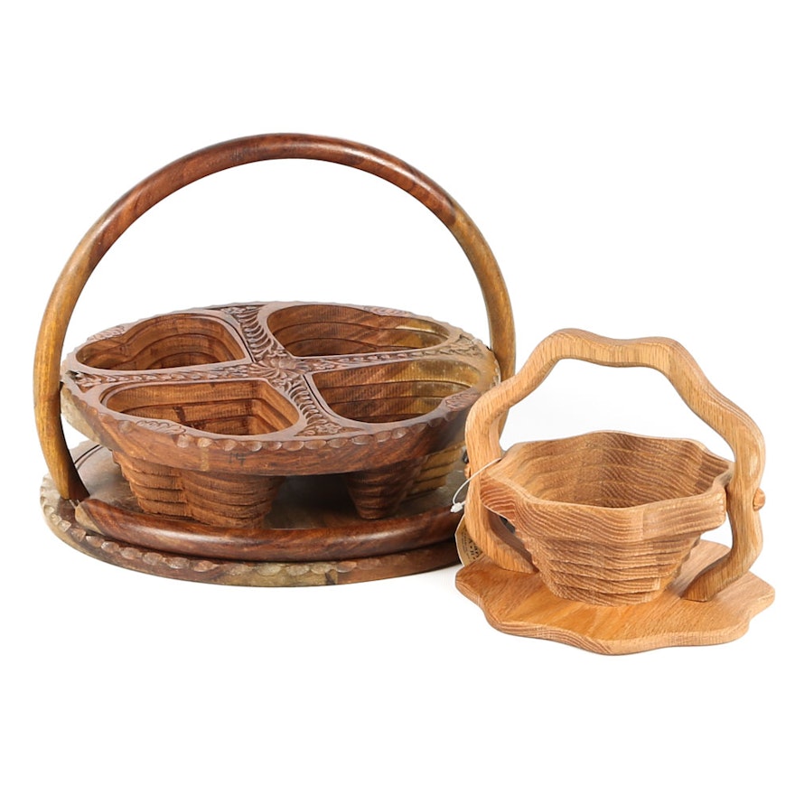 Amish Hand Carved Collapsible Baskets