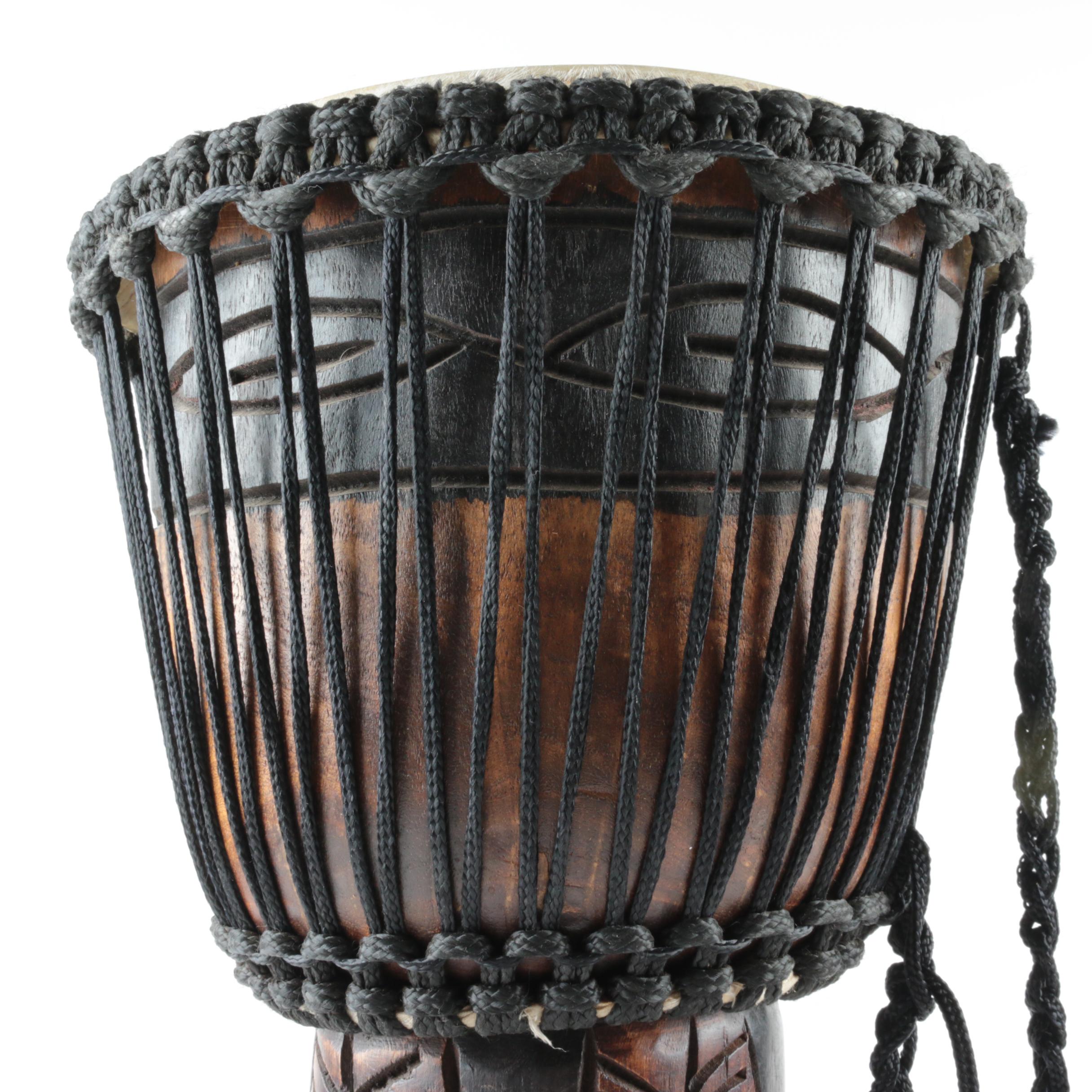 African Style Carved Wood Djembe