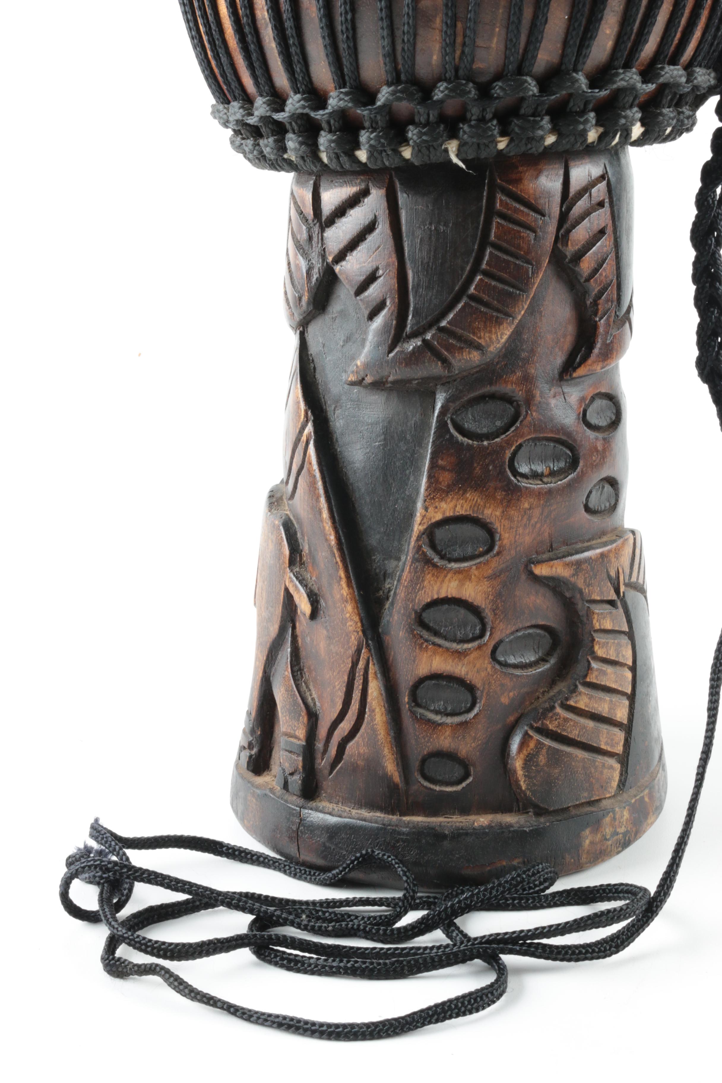 African Style Carved Wood Djembe