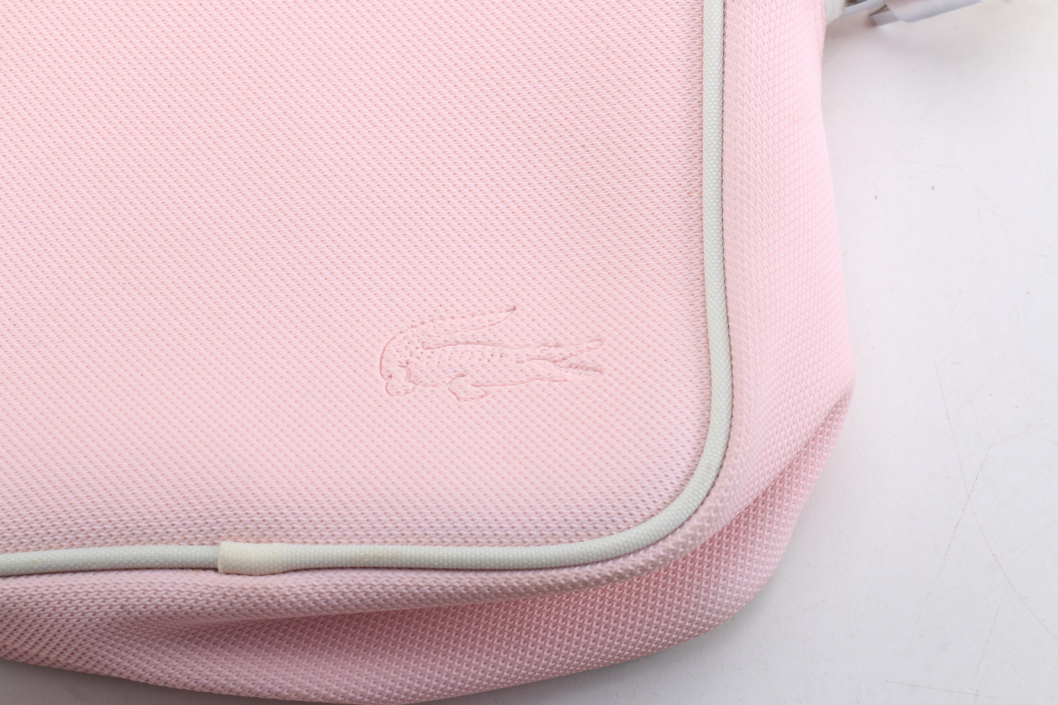 Lacoste Pink and White Canvas Crossbody Bag