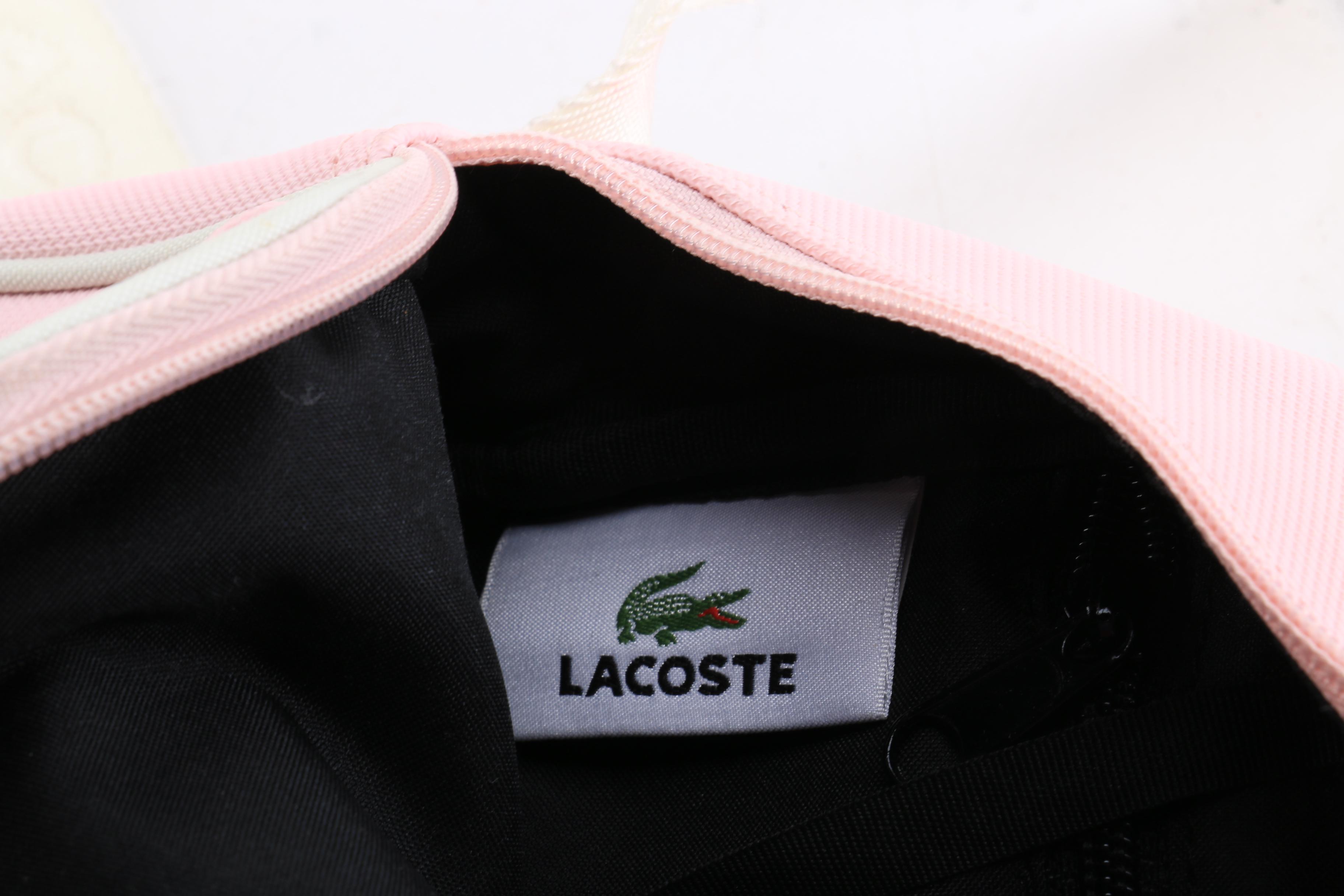Lacoste Pink and White Canvas Crossbody Bag