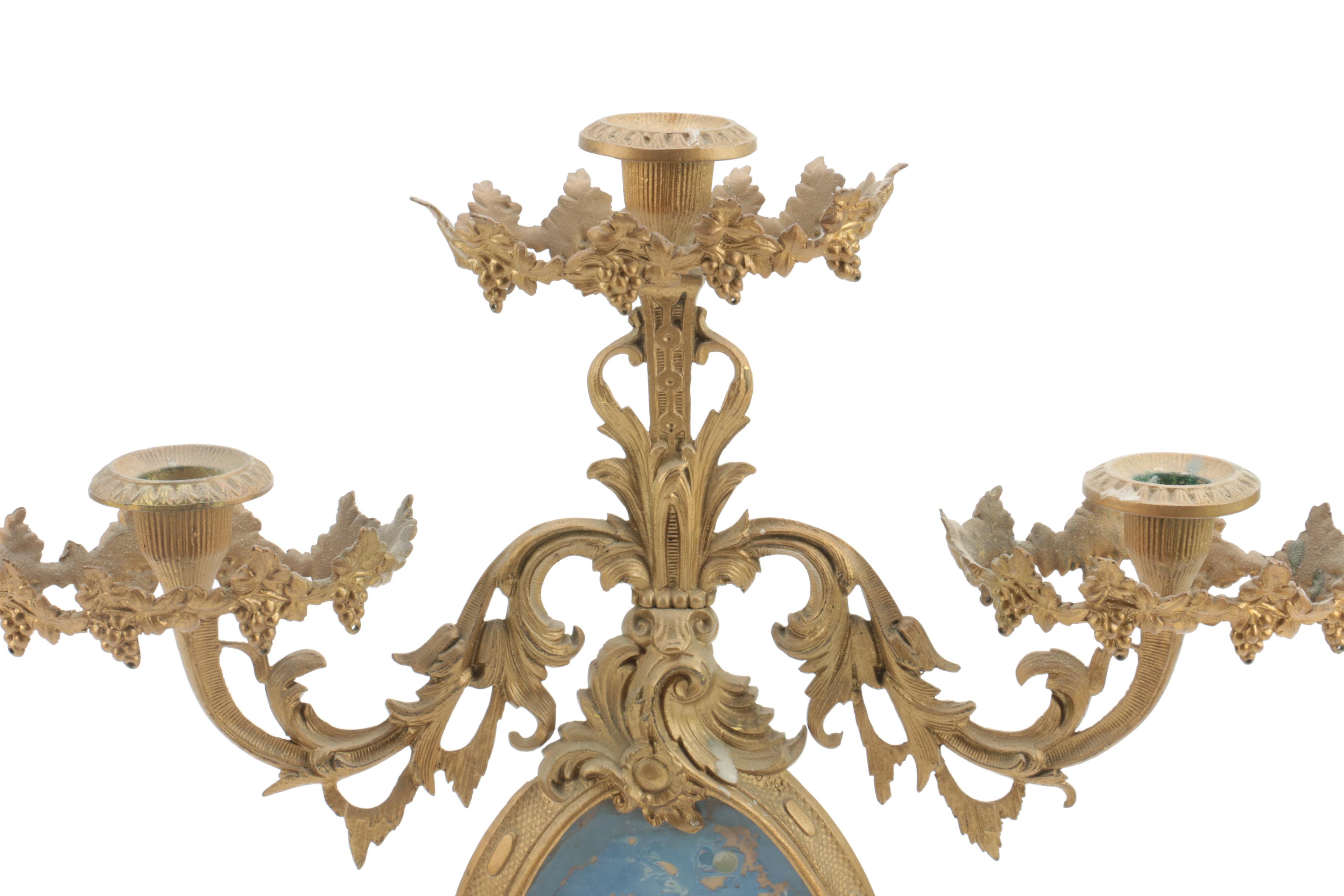 Vintage Ormolu Mantel Candelabra with Prisms