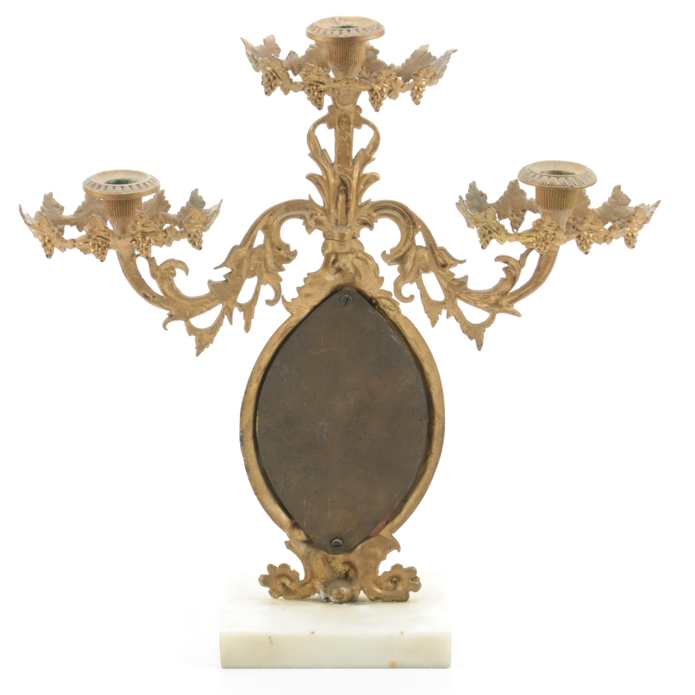 Vintage Ormolu Mantel Candelabra with Prisms