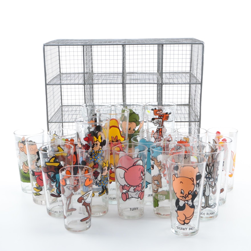 Vintage Disney Tumblers and Wire Rack