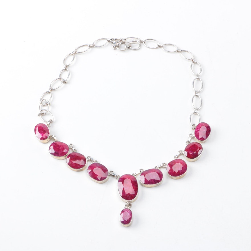 Sterling Silver Corundum Necklace