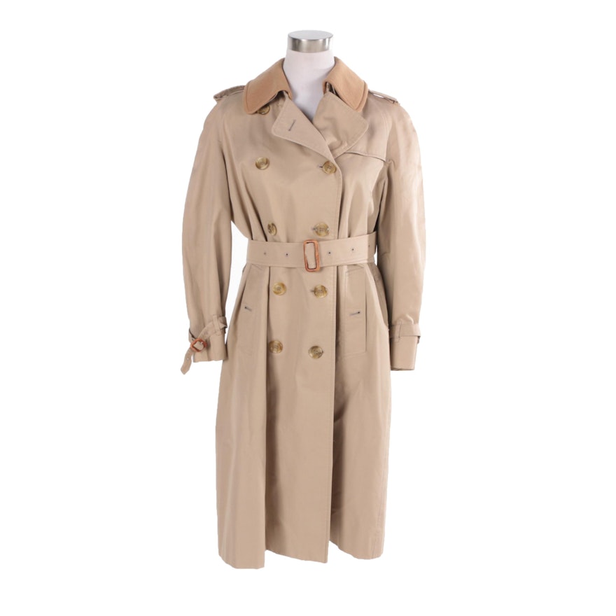 Womens 1980s Burberry Trench Coat with Removable Wool Lining