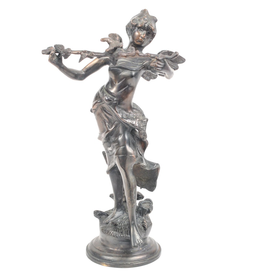 Bronze Sculture of Sprite with Branch