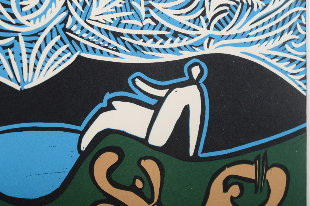 Pablo Picasso 1962 Color Linocut "Bacchanal with Goat"