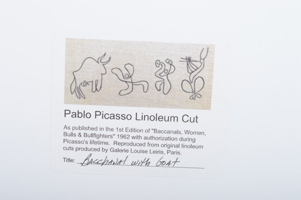 Pablo Picasso 1962 Color Linocut "Bacchanal with Goat"