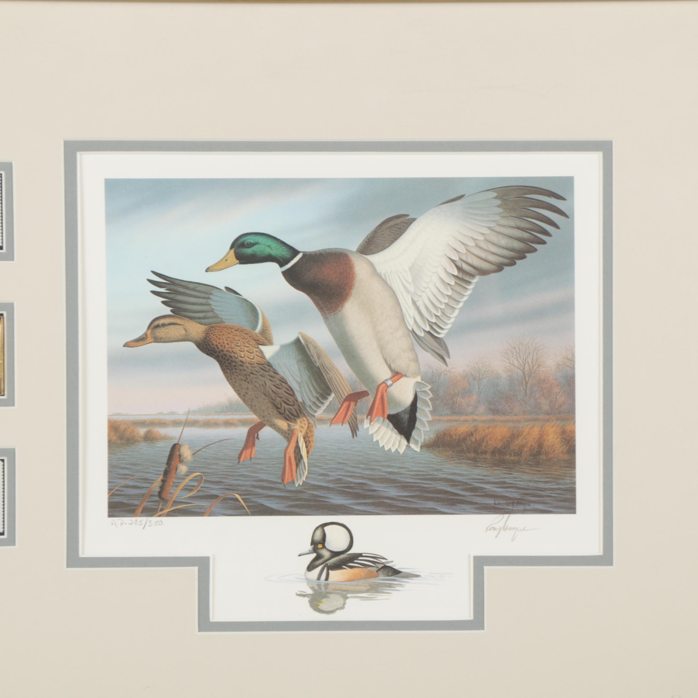 Limited Edition Offset Lithographs of Waterfowl with Commemorative Stamps