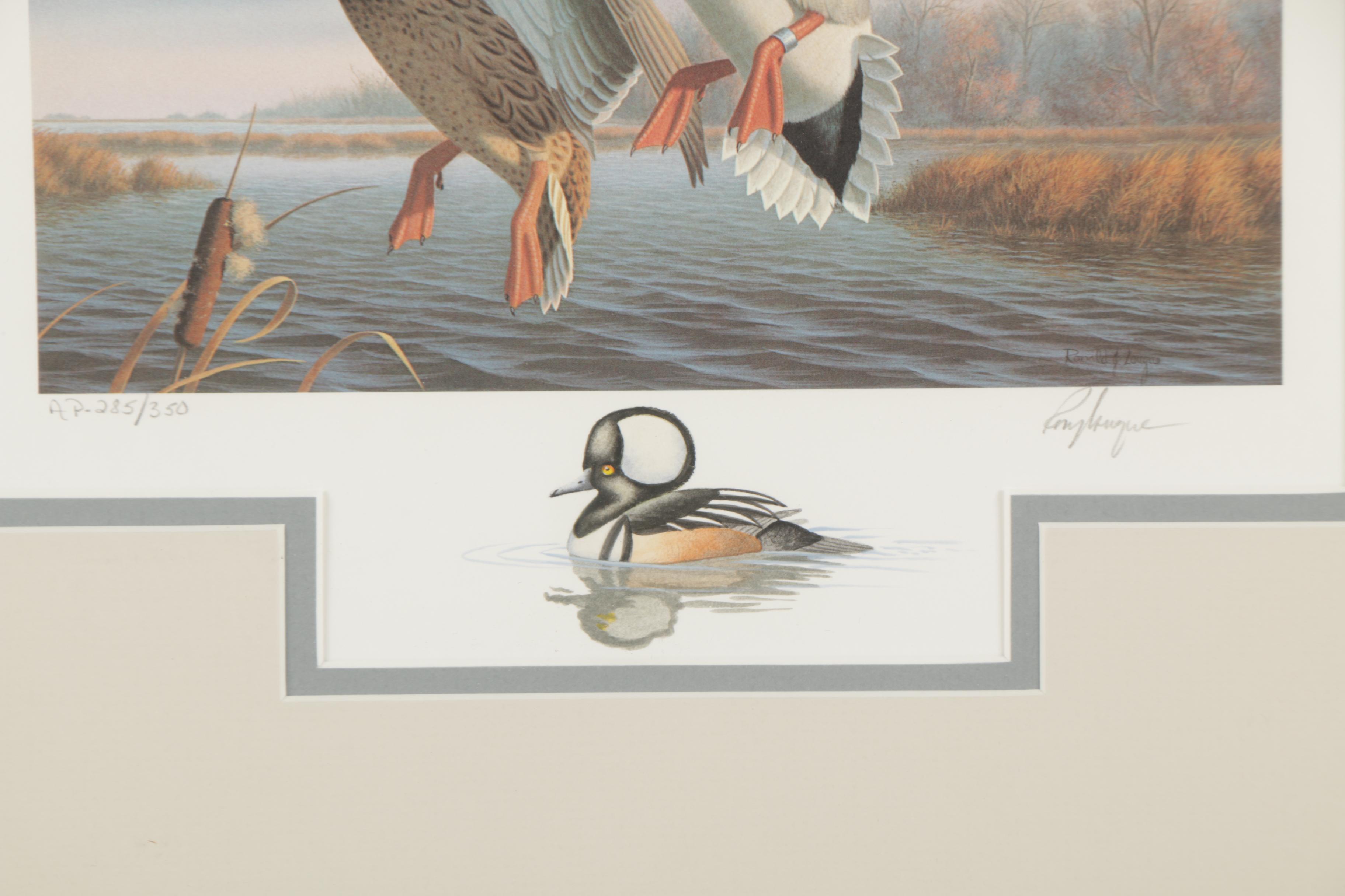 Limited Edition Offset Lithographs of Waterfowl with Commemorative Stamps