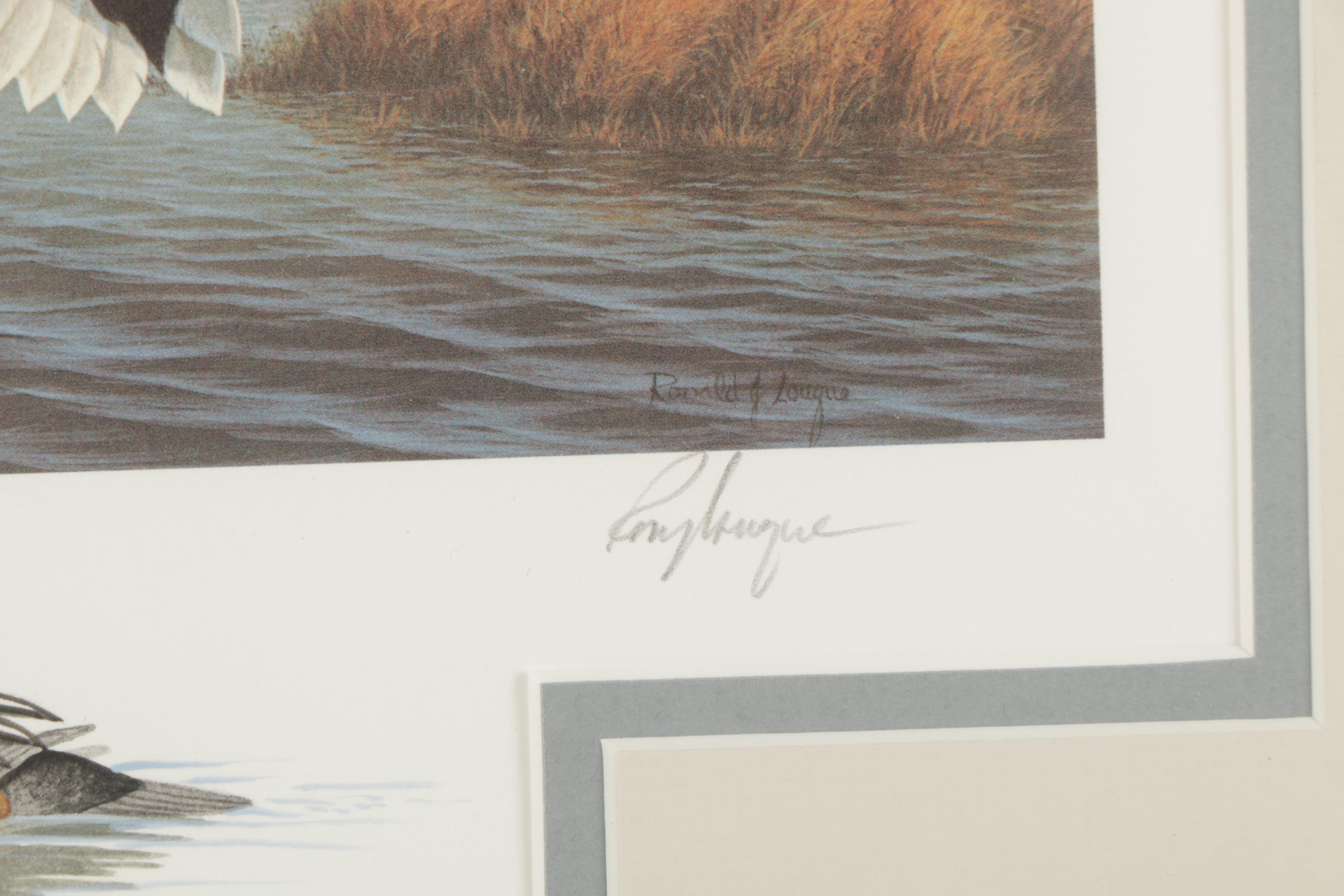 Limited Edition Offset Lithographs of Waterfowl with Commemorative Stamps