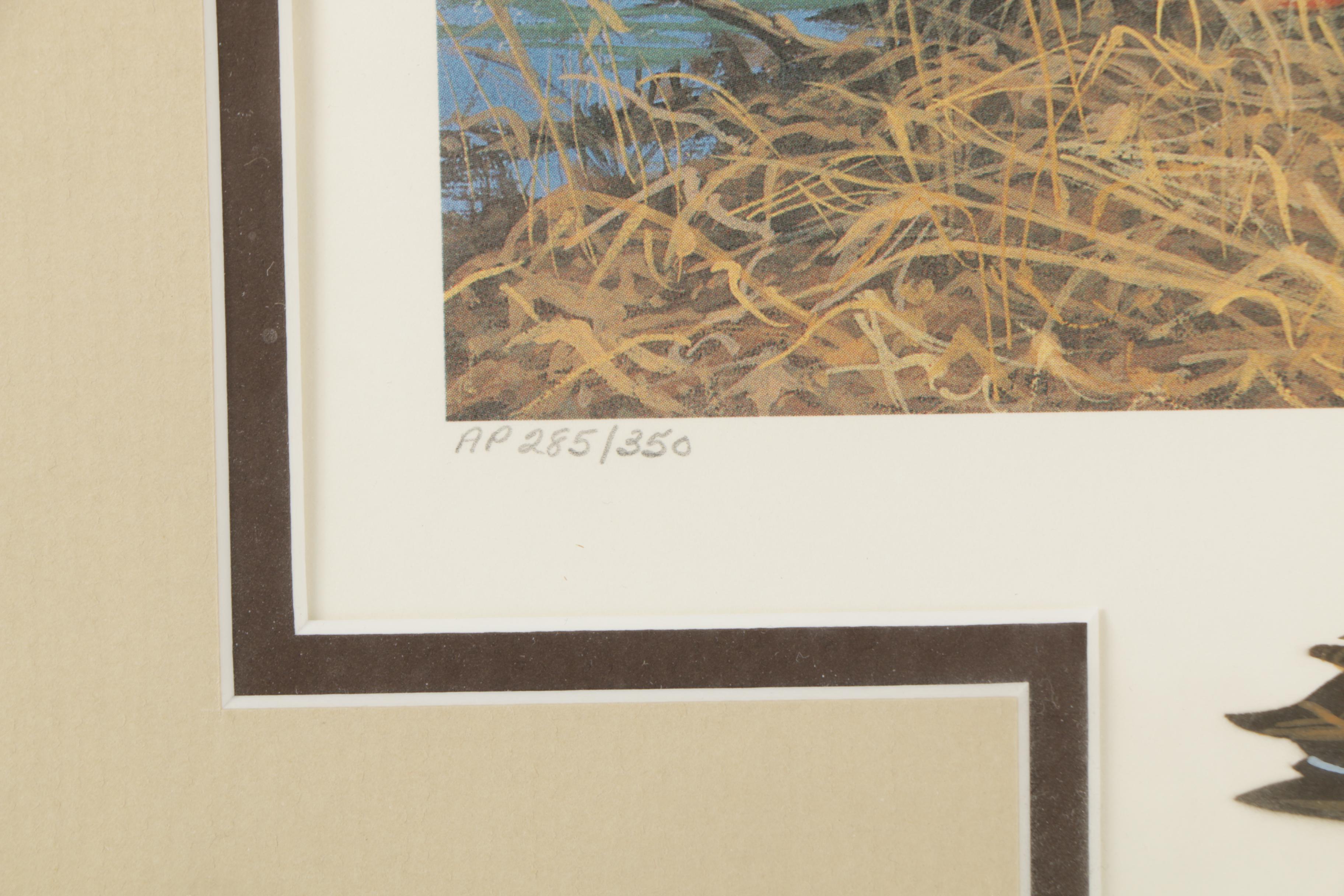 Limited Edition Offset Lithographs of Waterfowl with Commemorative Stamps