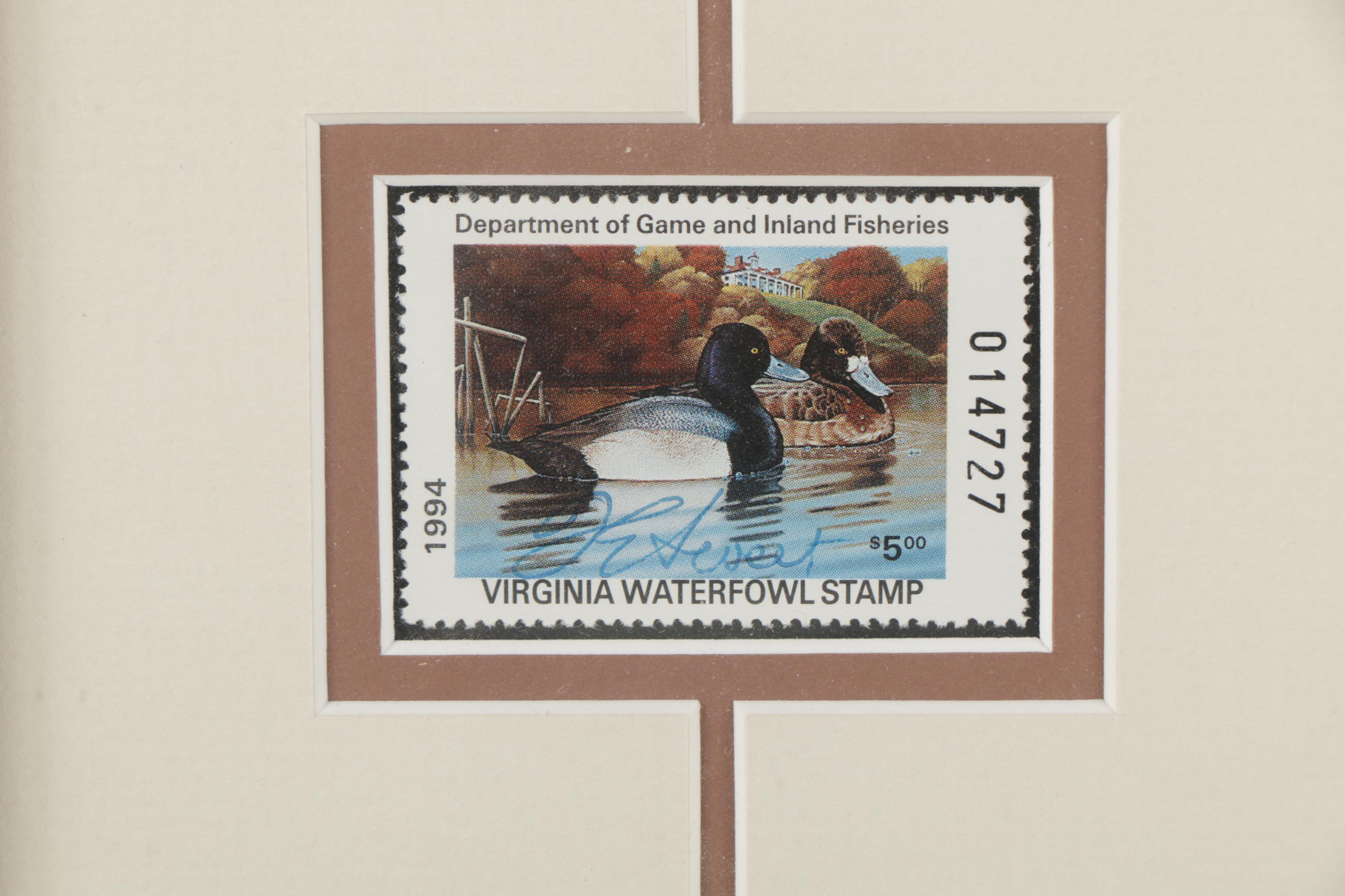 Limited Edition Offset Lithographs of Waterfowl with Commemorative Stamps