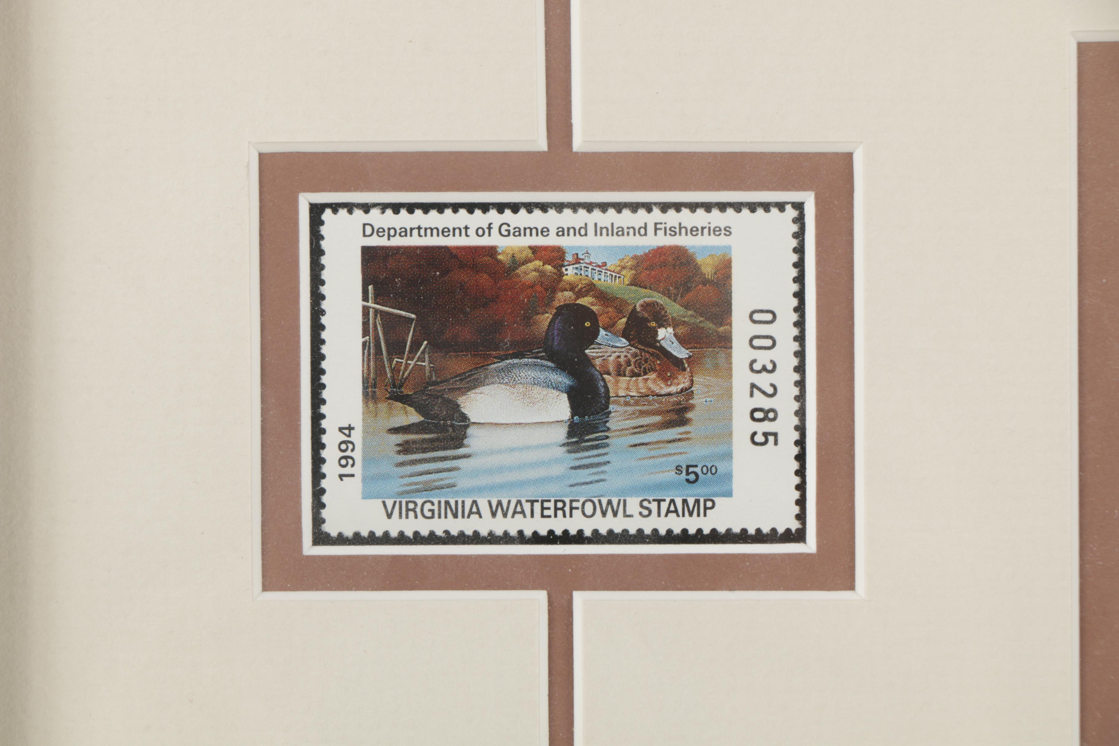 Limited Edition Offset Lithographs of Waterfowl with Commemorative Stamps