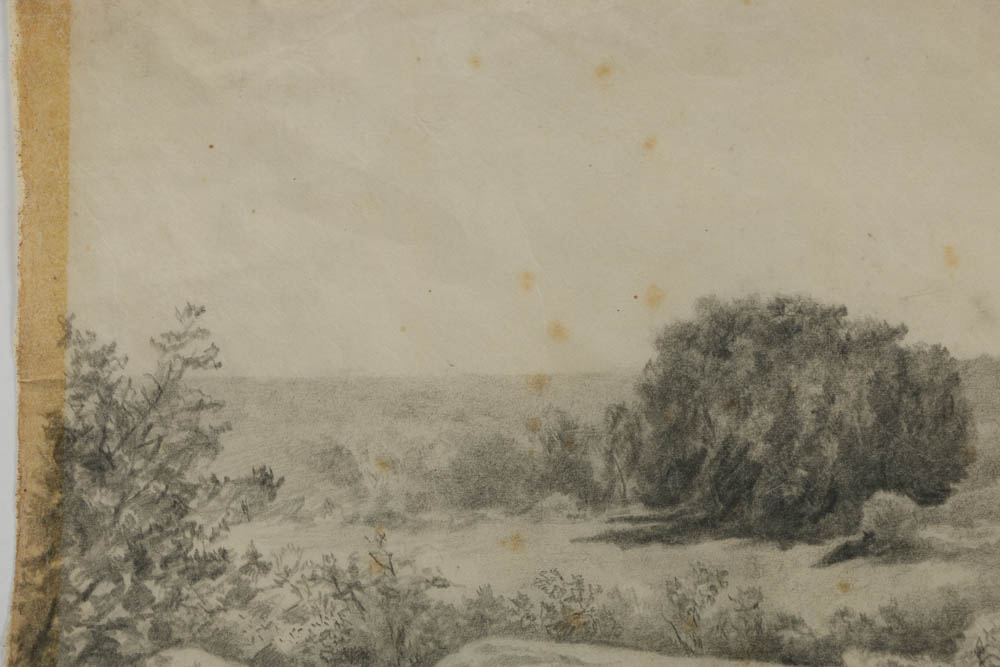 William T. Richards Graphite Drawing "Chester Co. Pa"