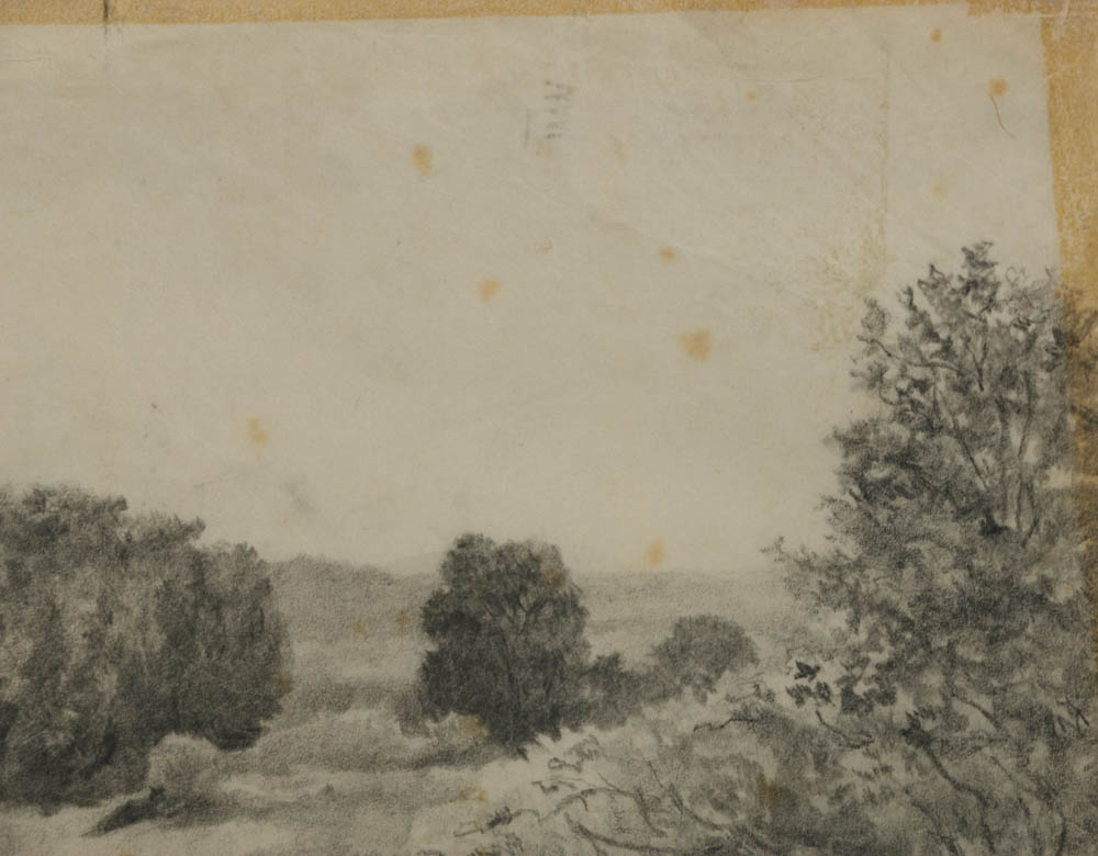 William T. Richards Graphite Drawing "Chester Co. Pa"