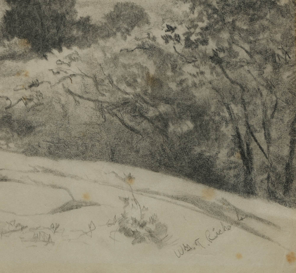 William T. Richards Graphite Drawing "Chester Co. Pa"