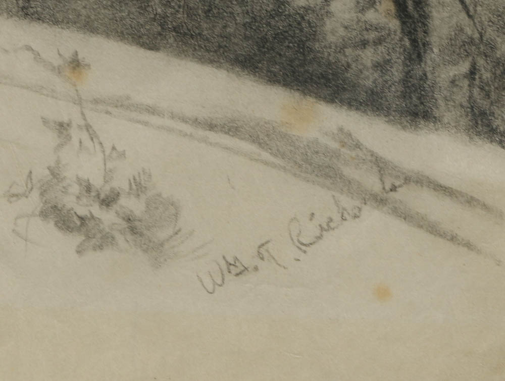 William T. Richards Graphite Drawing "Chester Co. Pa"