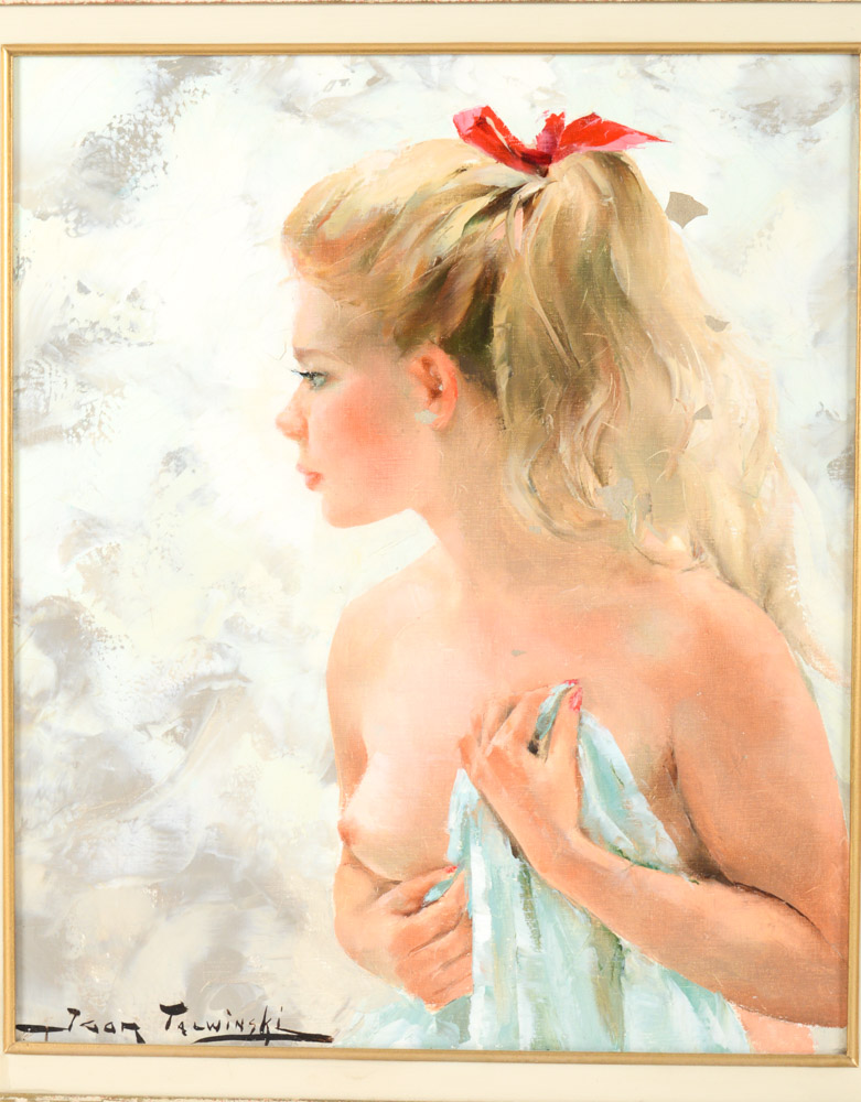 Vintage Igor Talwinski Nude Oil Painting on Canvas