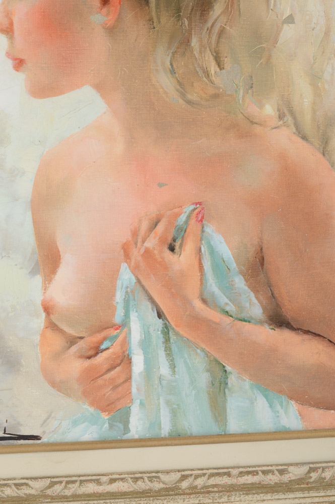 Vintage Igor Talwinski Nude Oil Painting on Canvas