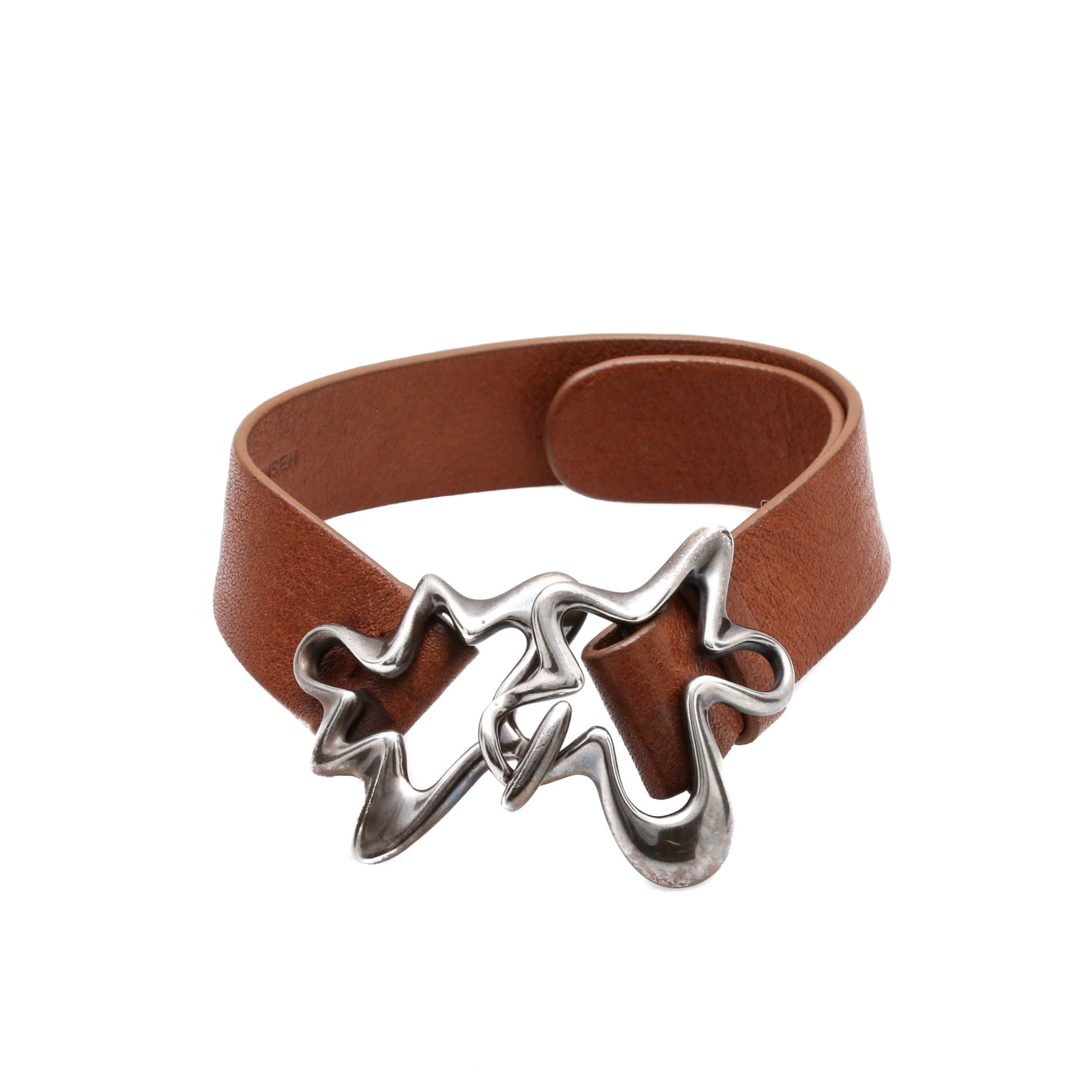 Georg Jensen Sterling Silver and Leather Bracelet