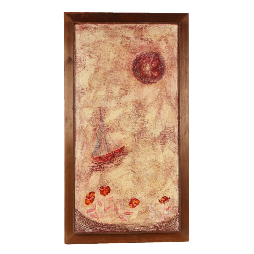 1960 John Hamilton Encaustic Painting on Masonite