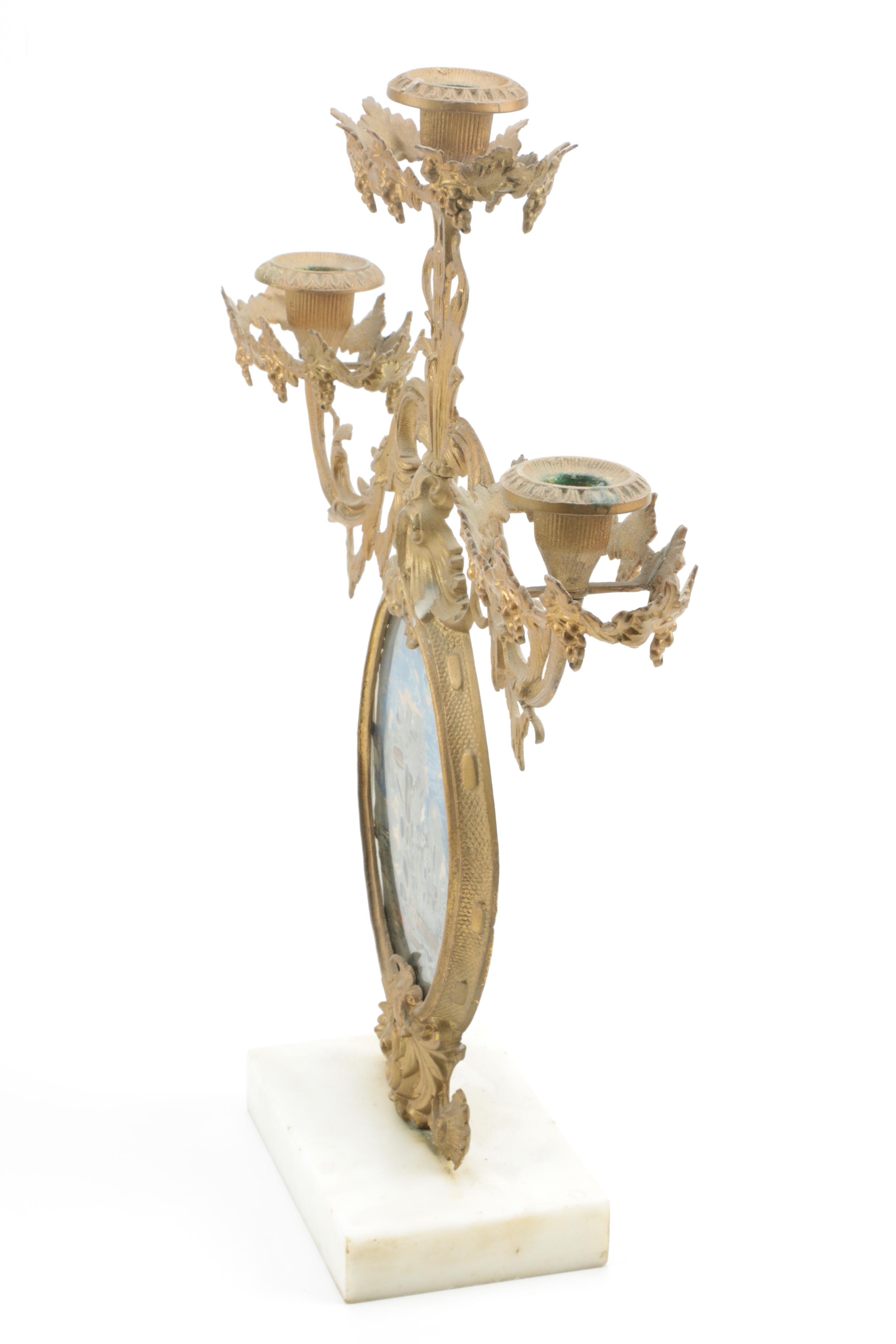 Vintage Ormolu Mantel Candelabra with Prisms
