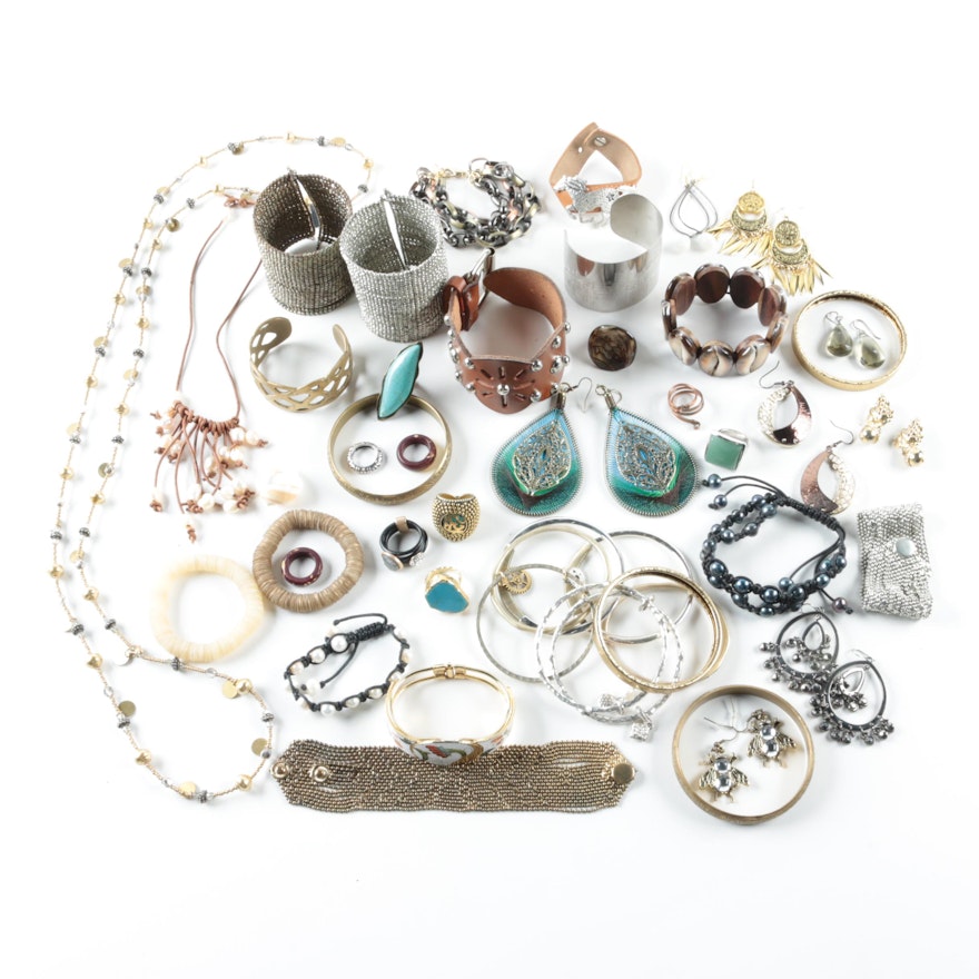 Silver and Gold Tone Gemstone Jewelry Assortment