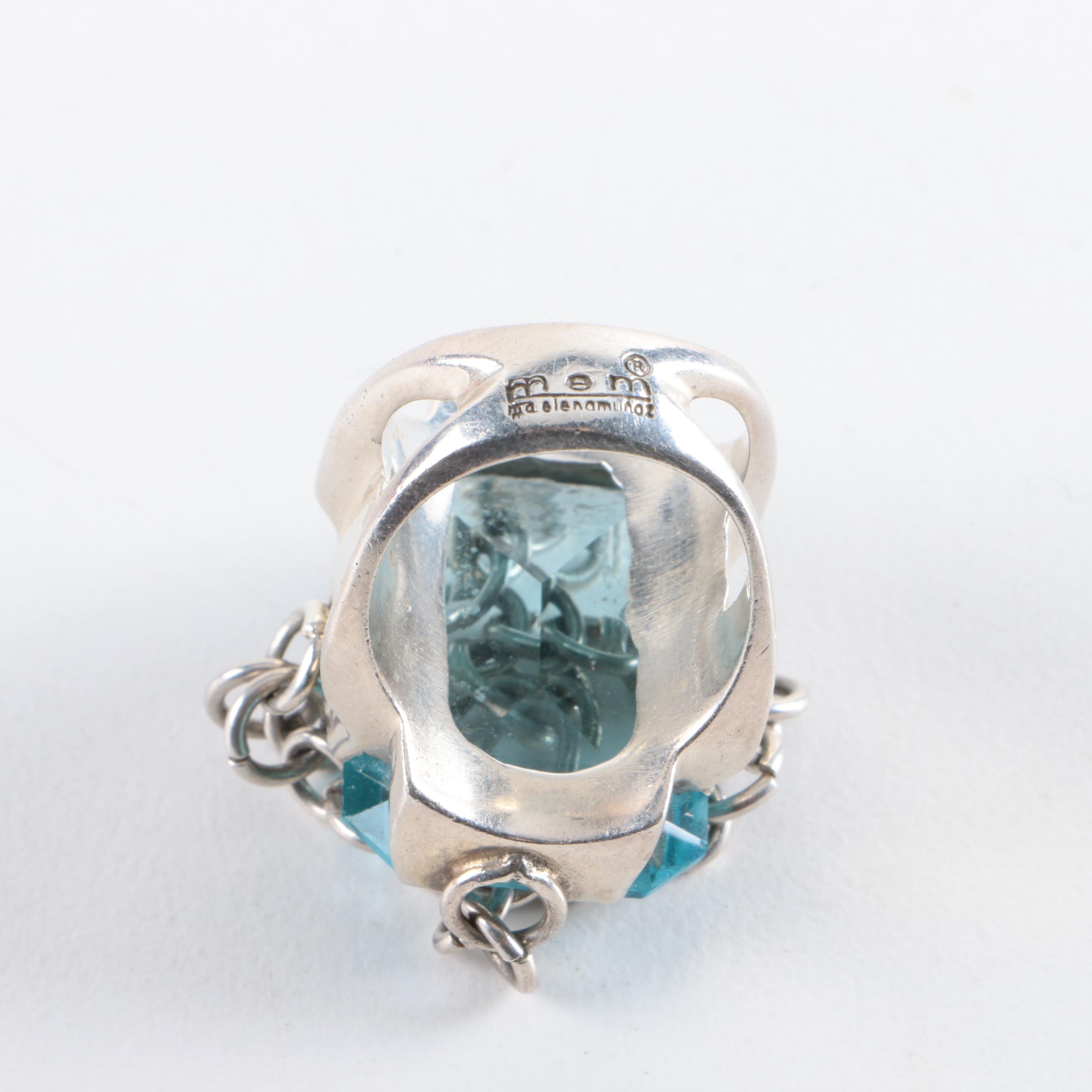 Maria Elena Munoz Sterling Silver Glass Ring
