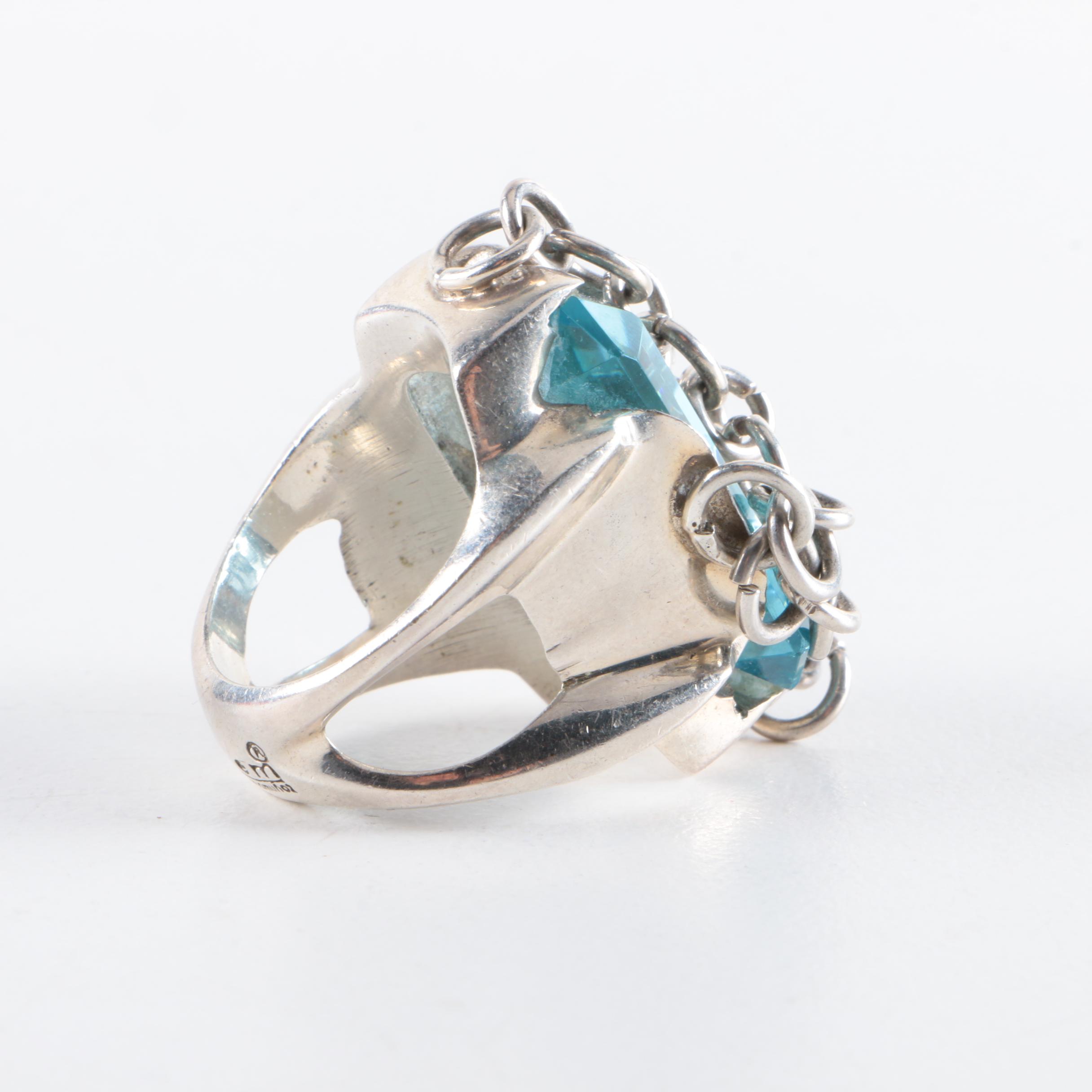 Maria Elena Munoz Sterling Silver Glass Ring