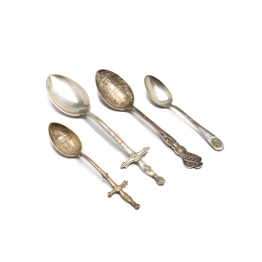Vintage Masonic and Daughters of the Revolution Sterling Silver Spoons