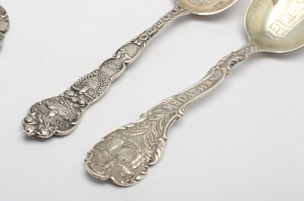 State Themed Sterling Silver Souvenir Spoons