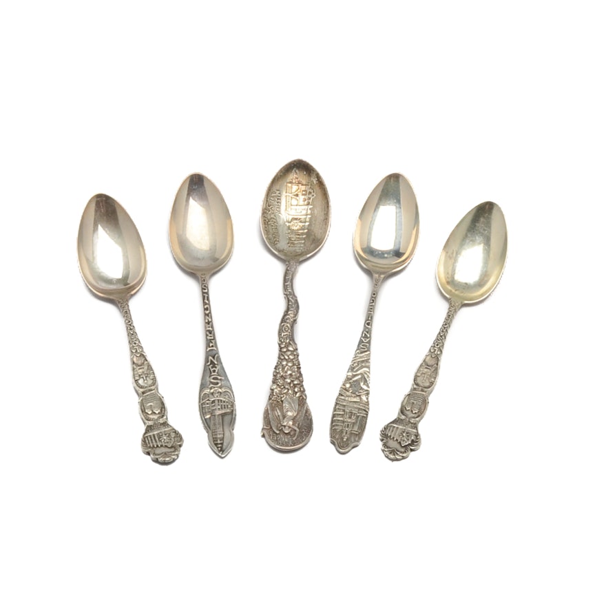 Vintage California Themed Sterling Silver Souvenir Spoons