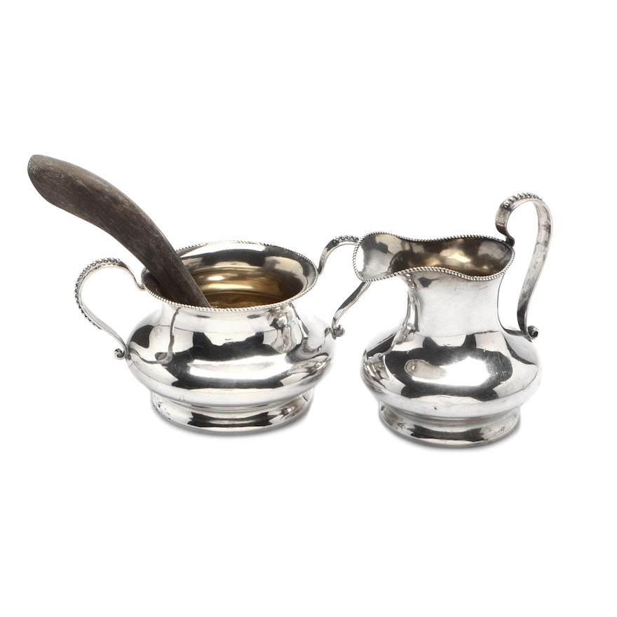 Duhme & Co Sterling Silver Cream and Sugar Set With Sauce Ladle