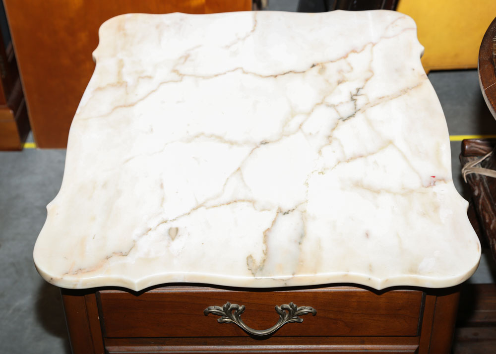 Vintage Marble Top French Provincial End Table