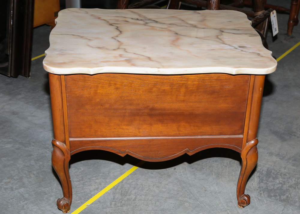 Vintage Marble Top French Provincial End Table