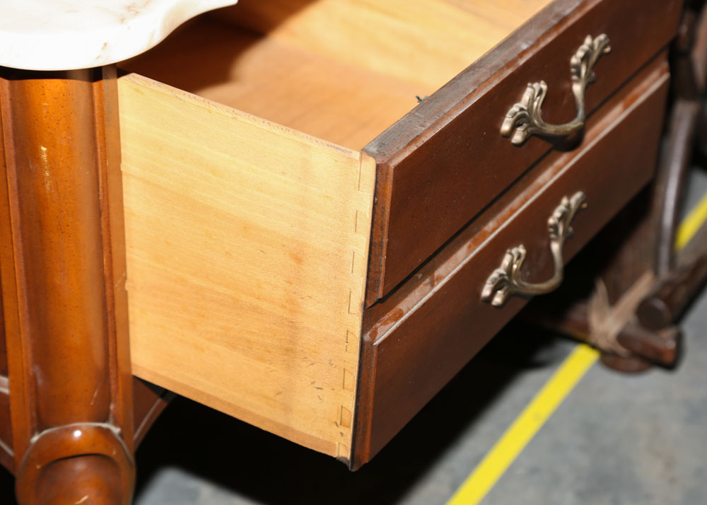 Vintage Marble Top French Provincial End Table